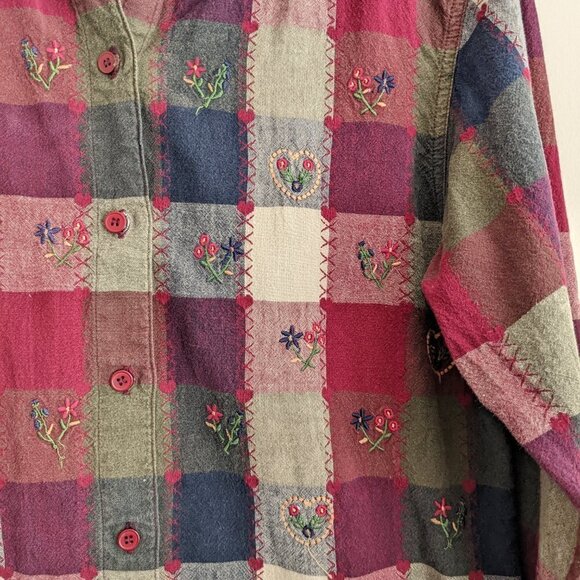 Bobbie Brooks Vintage plaid embroidered button up - Picture 4 of 6